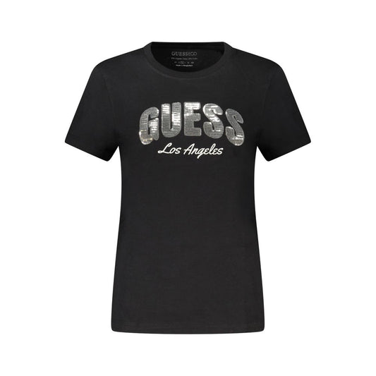 Guess Jeans Black Cotton Tops & T-Shirt