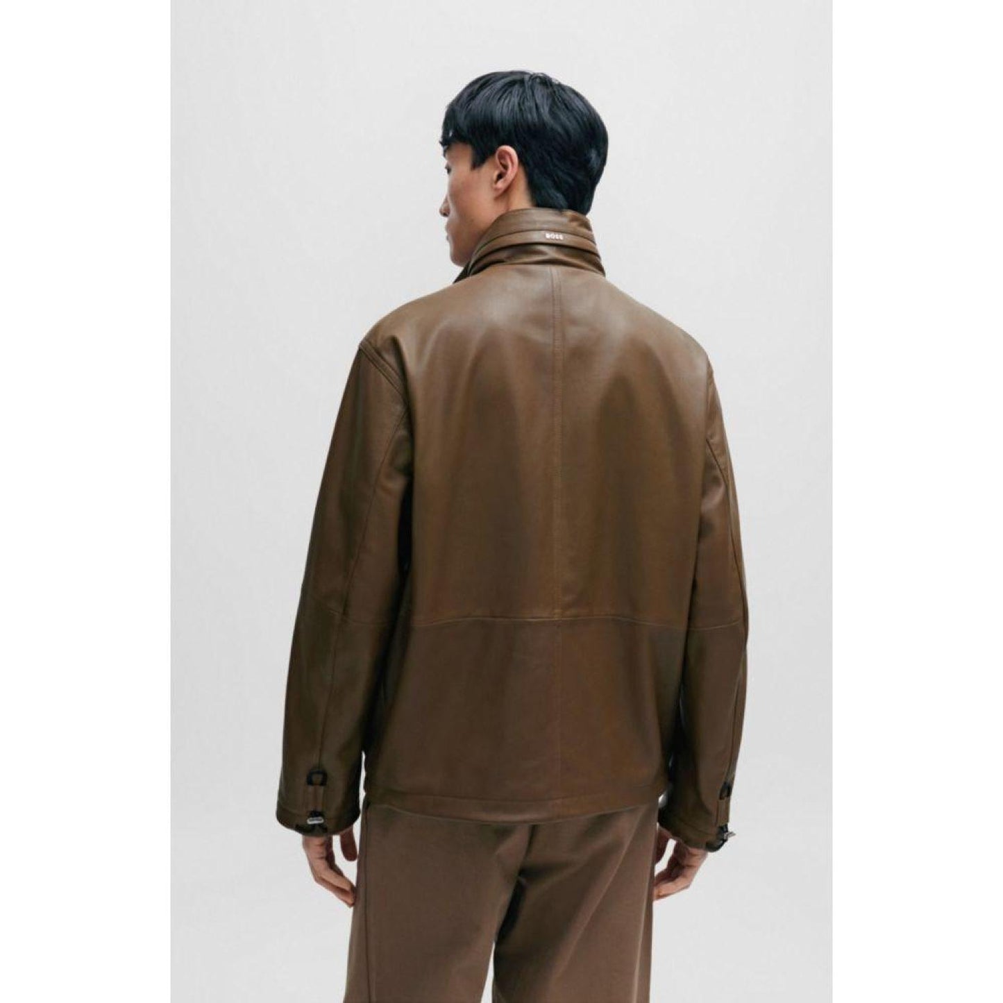 Relaxed-fit jacket in lamb leather with inside pockets