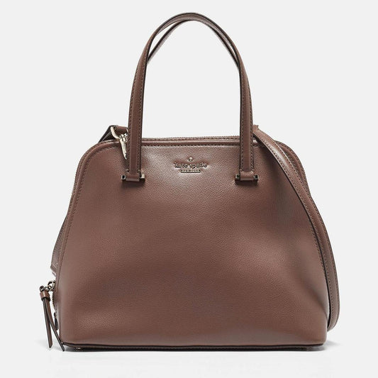 Taupe Brown Leather Patterson Drive Medium Dome Satchel