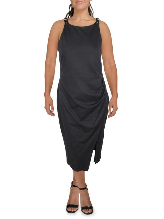 Womens Split Hem Mid Calf Shift Dress