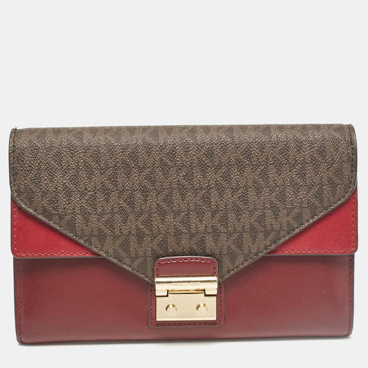 Burgundy Coated Canvas Leather Clutch