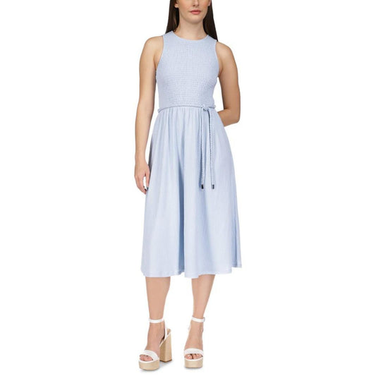 Petite Smocked Tie-Waist Midi Dress