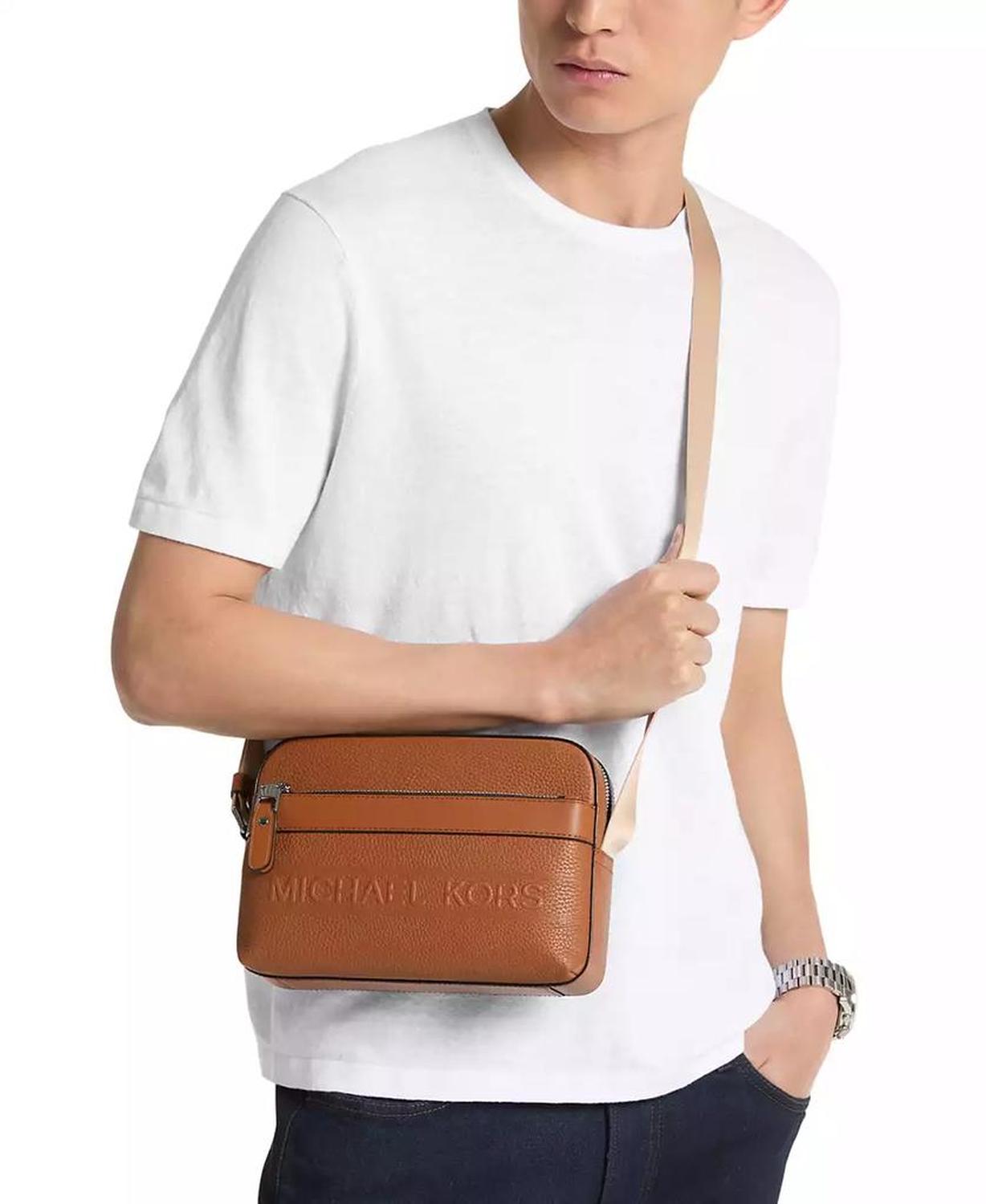 Men's Leather Utility Zip Crossbody Bag