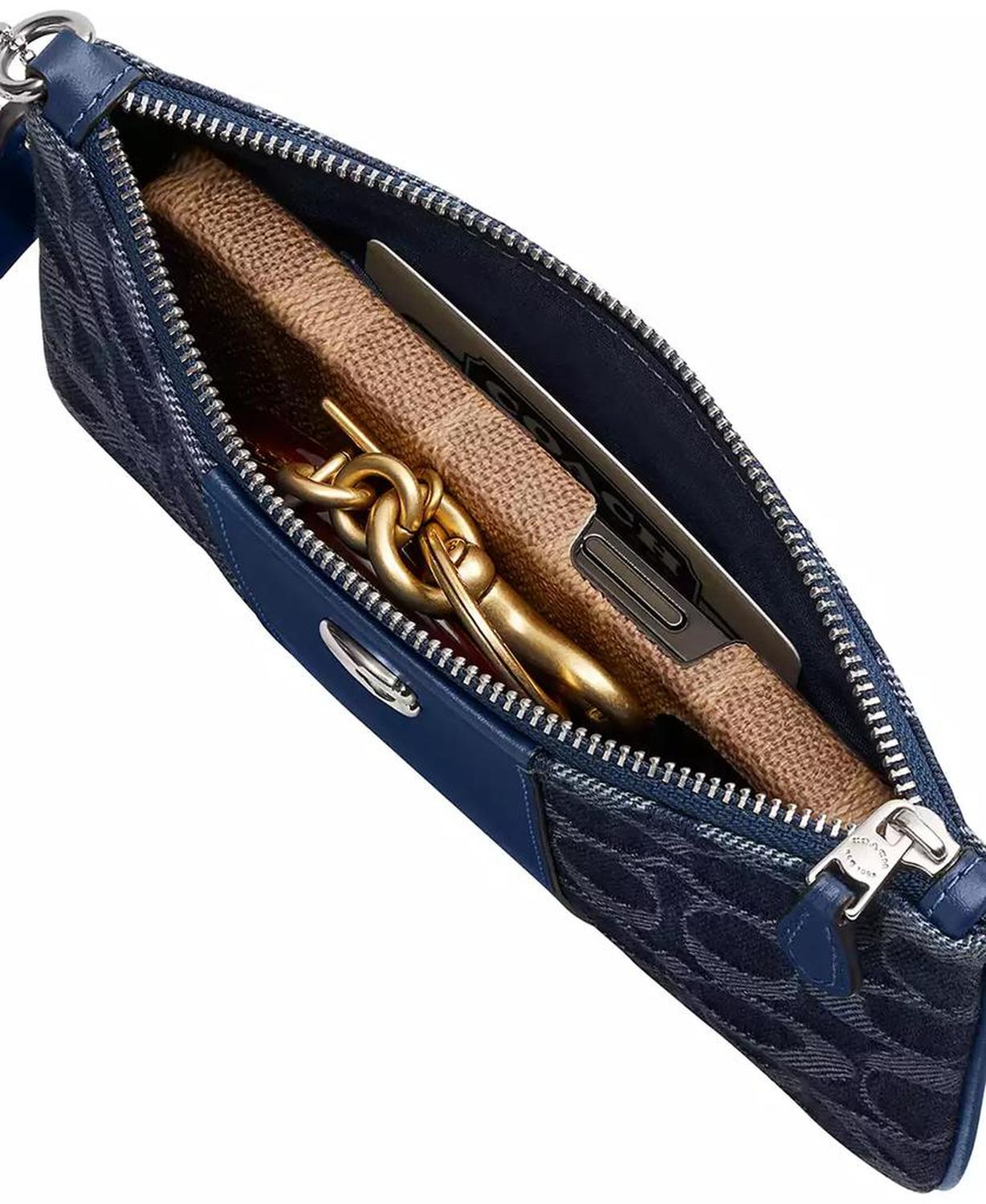 Essential Small Wristlet in Signature Denim