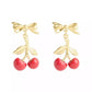 Red Cherry Cluster Drop Earrings