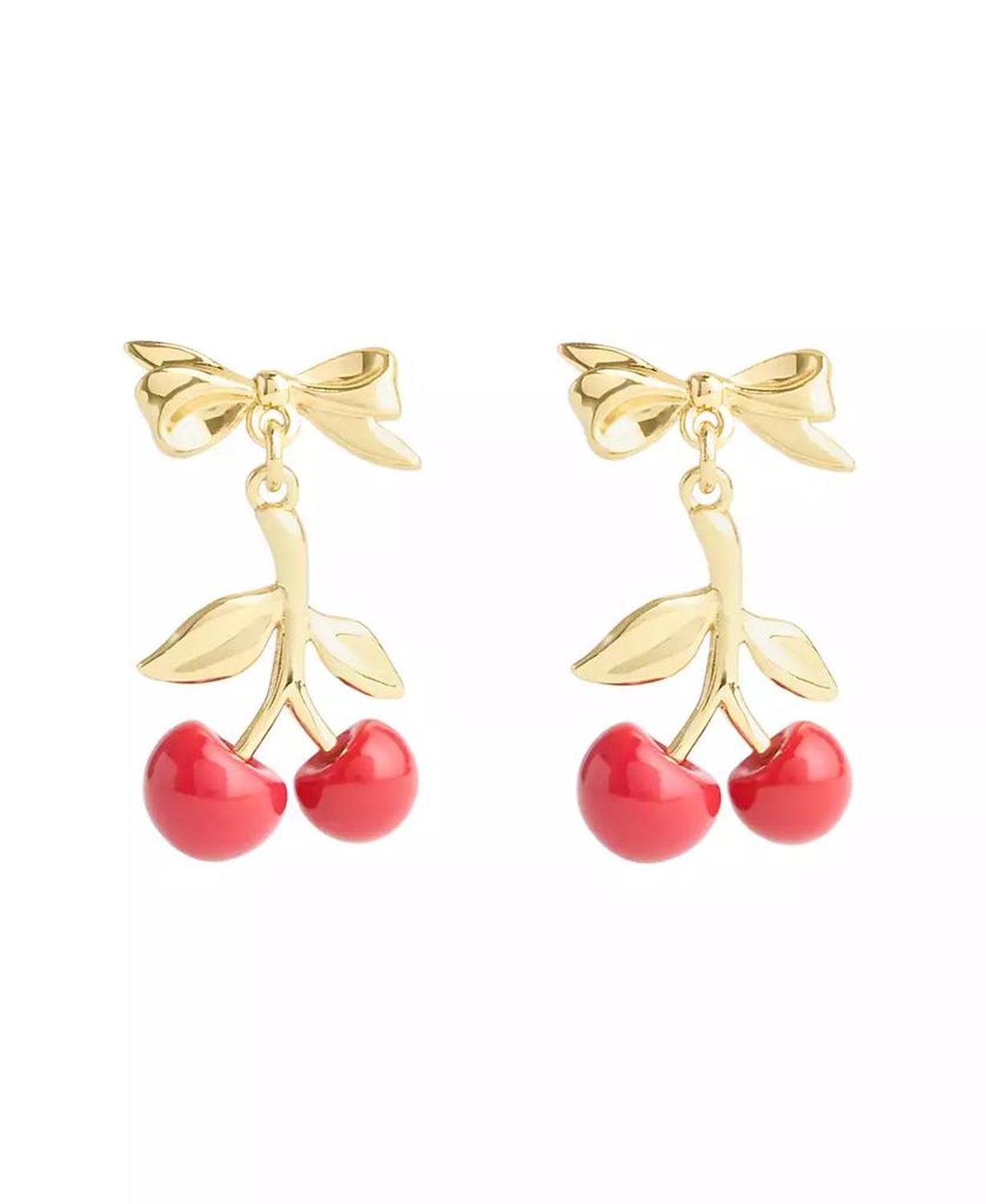 Red Cherry Cluster Drop Earrings