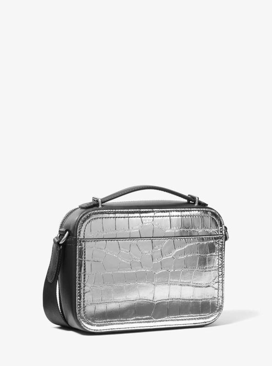 Hudson Metallic Crocodile Embossed Leather Crossbody Bag