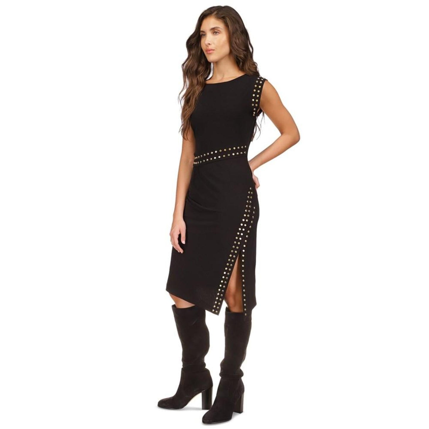 Women's Astor Studded Side-Slit Midi Dress