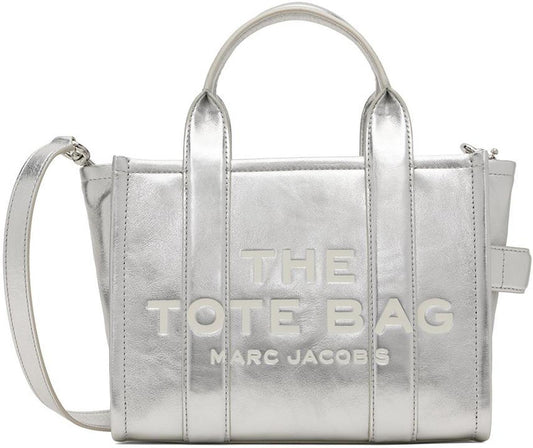 Silver 'The Metallic Leather Small' Tote