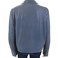 'S Max Mara Womens Leather Full Zipper Long Sleeves Jacket Blue