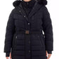 Plus Size Belted Faux-Fur-Trim Hooded Puffer Coat