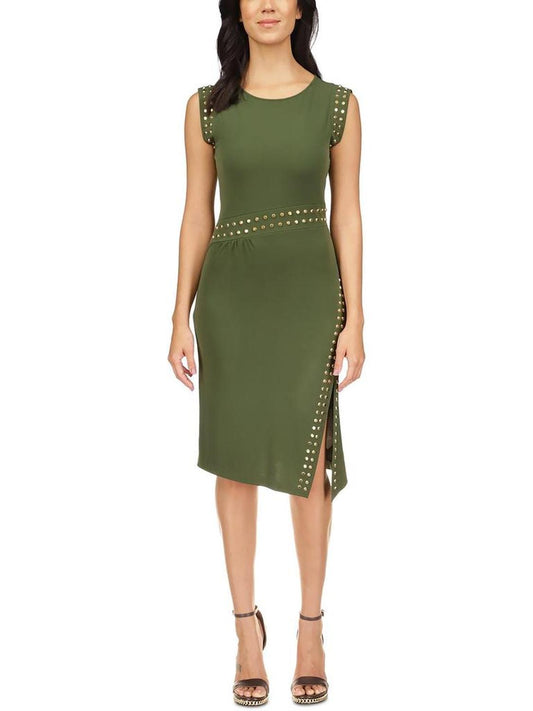 Petites Astor Womens Knit Studded Sheath Dress