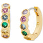 Gold-Tone Small Stone Huggie Hoop Earrings, 0.59"