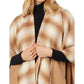 Reversible Plaid Ruana with Faux Fur Collar