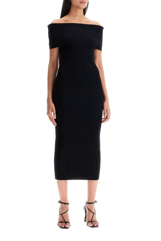 Sportmax Off-Shoulder Midi Knit Dress