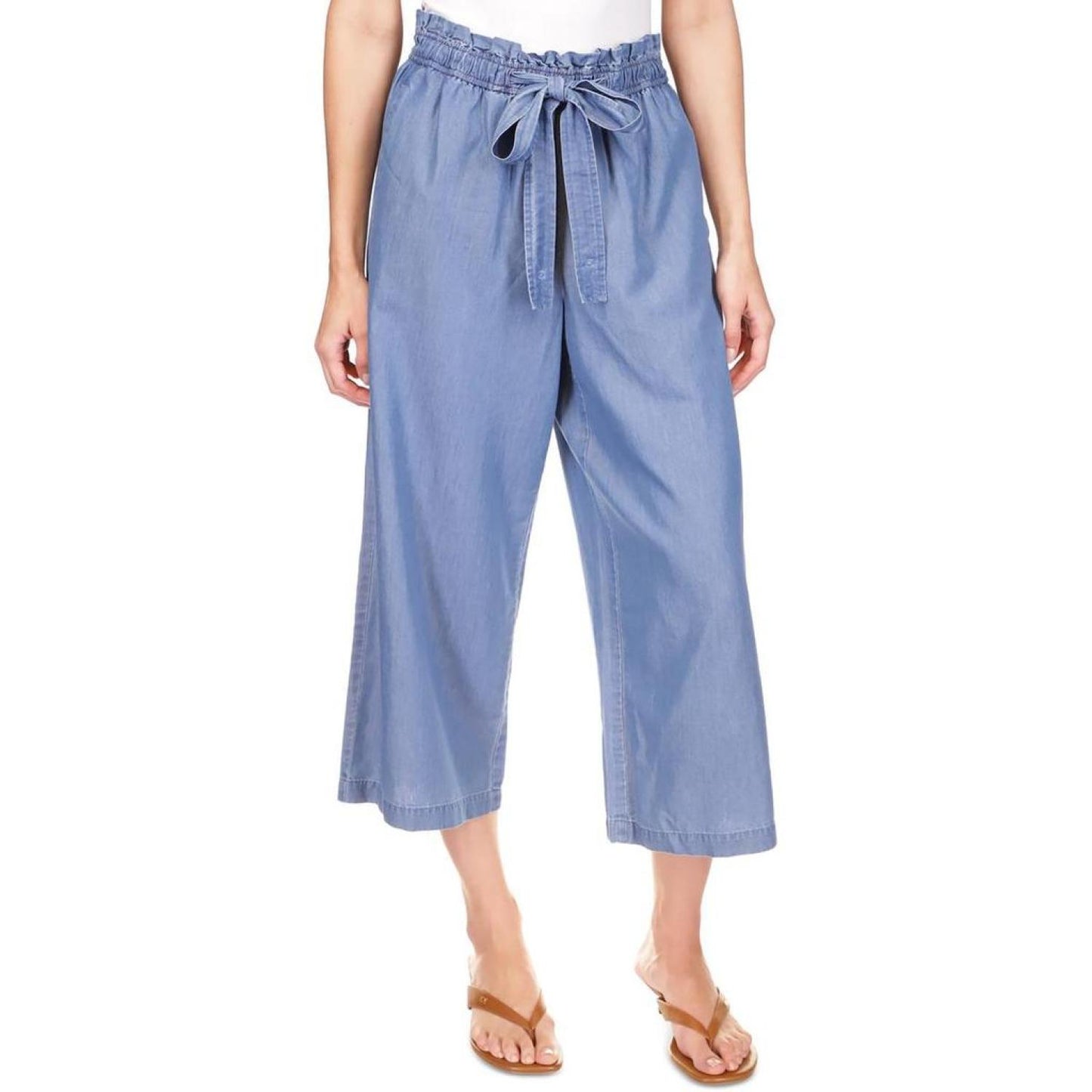 Womens Crop Tencel Wide Leg Pants