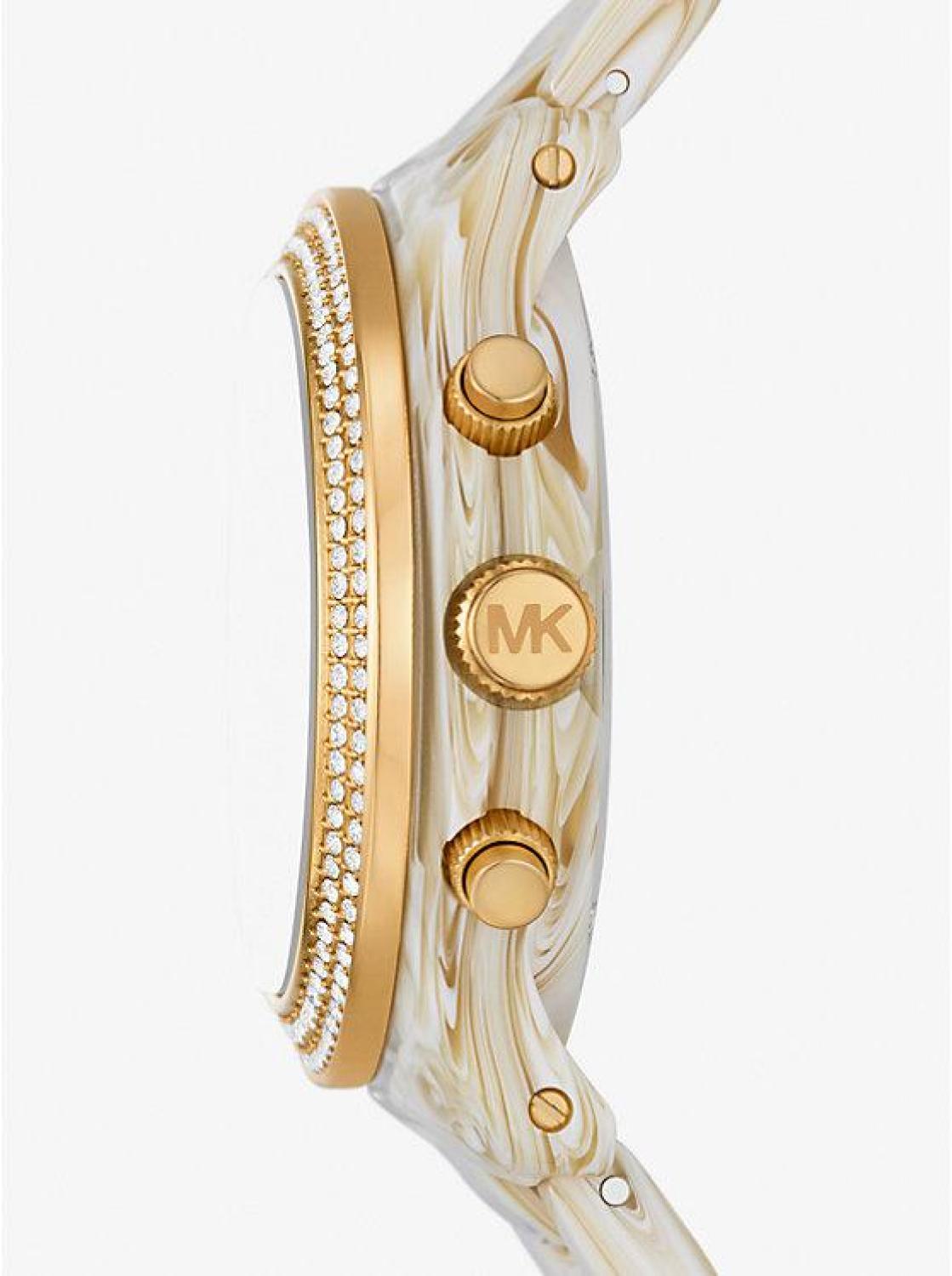 Runway Pavé Gold-Tone and Acetate Watch