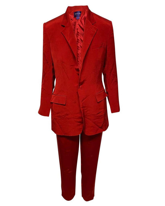 Ralph Lauren Single-breasted Pantsuit in Red Silk