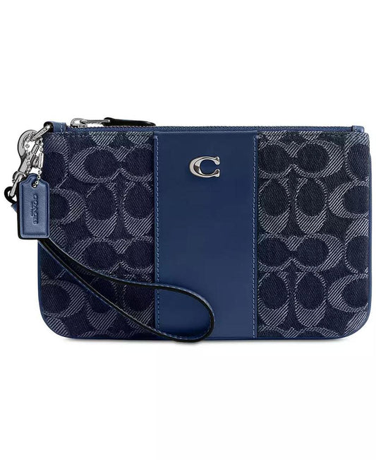 Essential Small Wristlet in Signature Denim