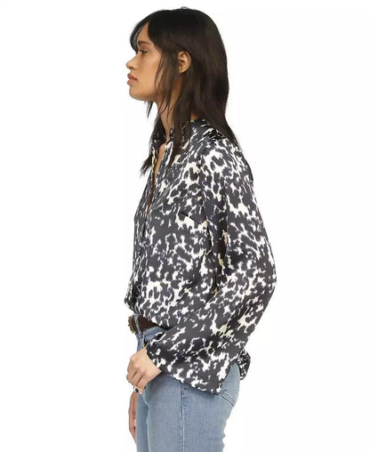 Women's Printed Button-Front Flare-Sleeve Top