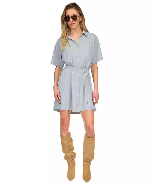 Women's Chambray Pleated-Back Shirtdress