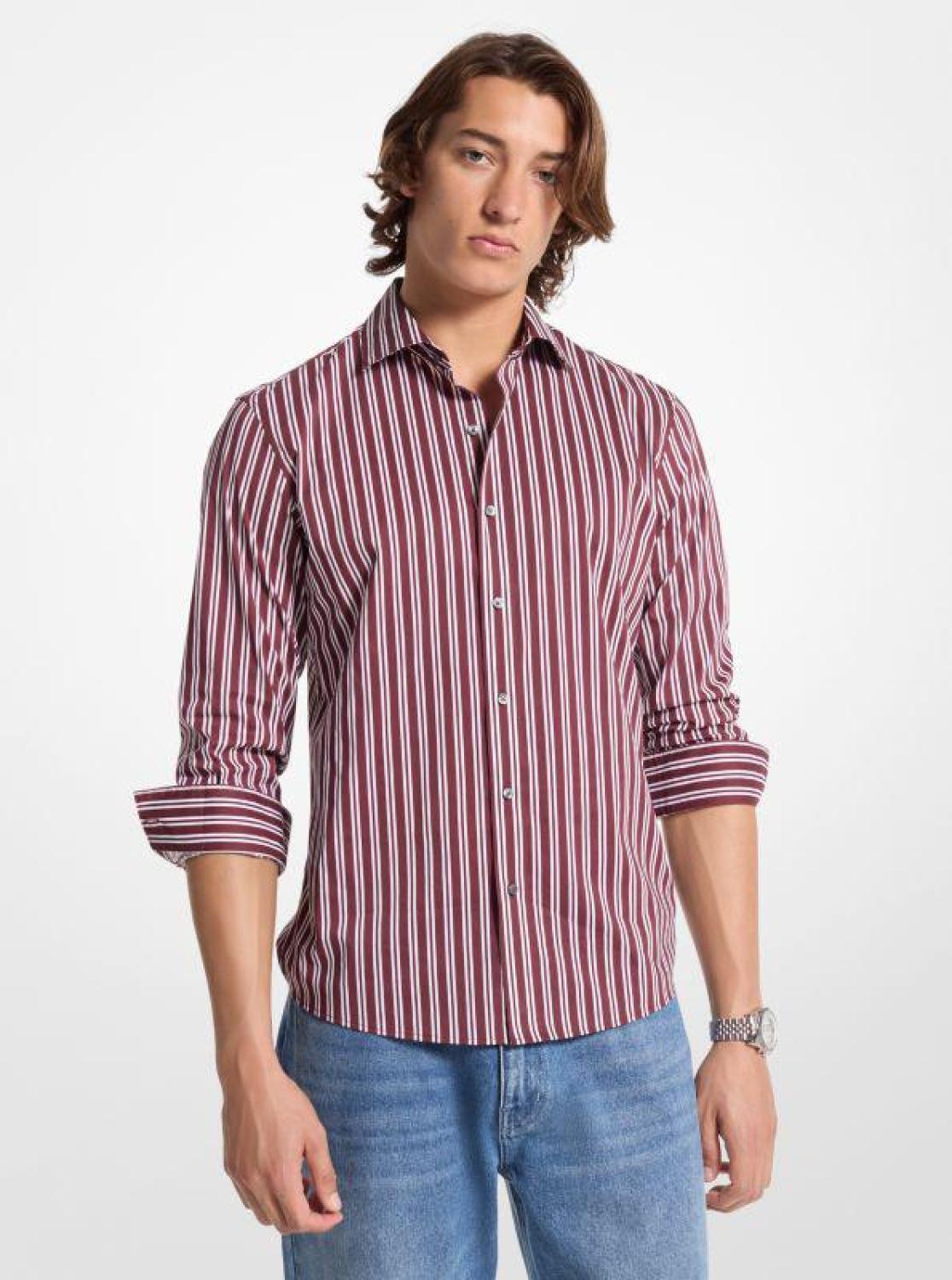 Slim-Fit Stretch Cotton Blend Striped Shirt