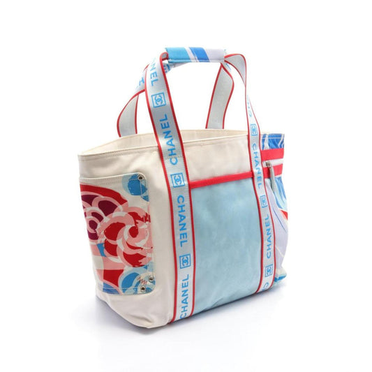 Surf Line High Summer Handbag Tote Bag Canvas PvcBlue Multicolor