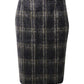 Max Mara Plaid Knee-Length Skirt in Grey Mohair