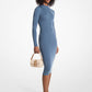 Stretch Wool Blend Mock Neck Dress