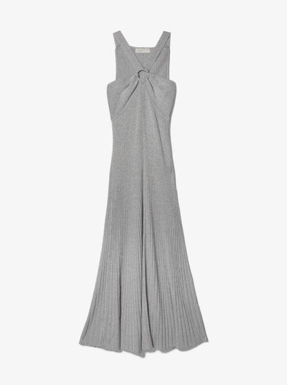 Metallic Knit Ring Halter Dress