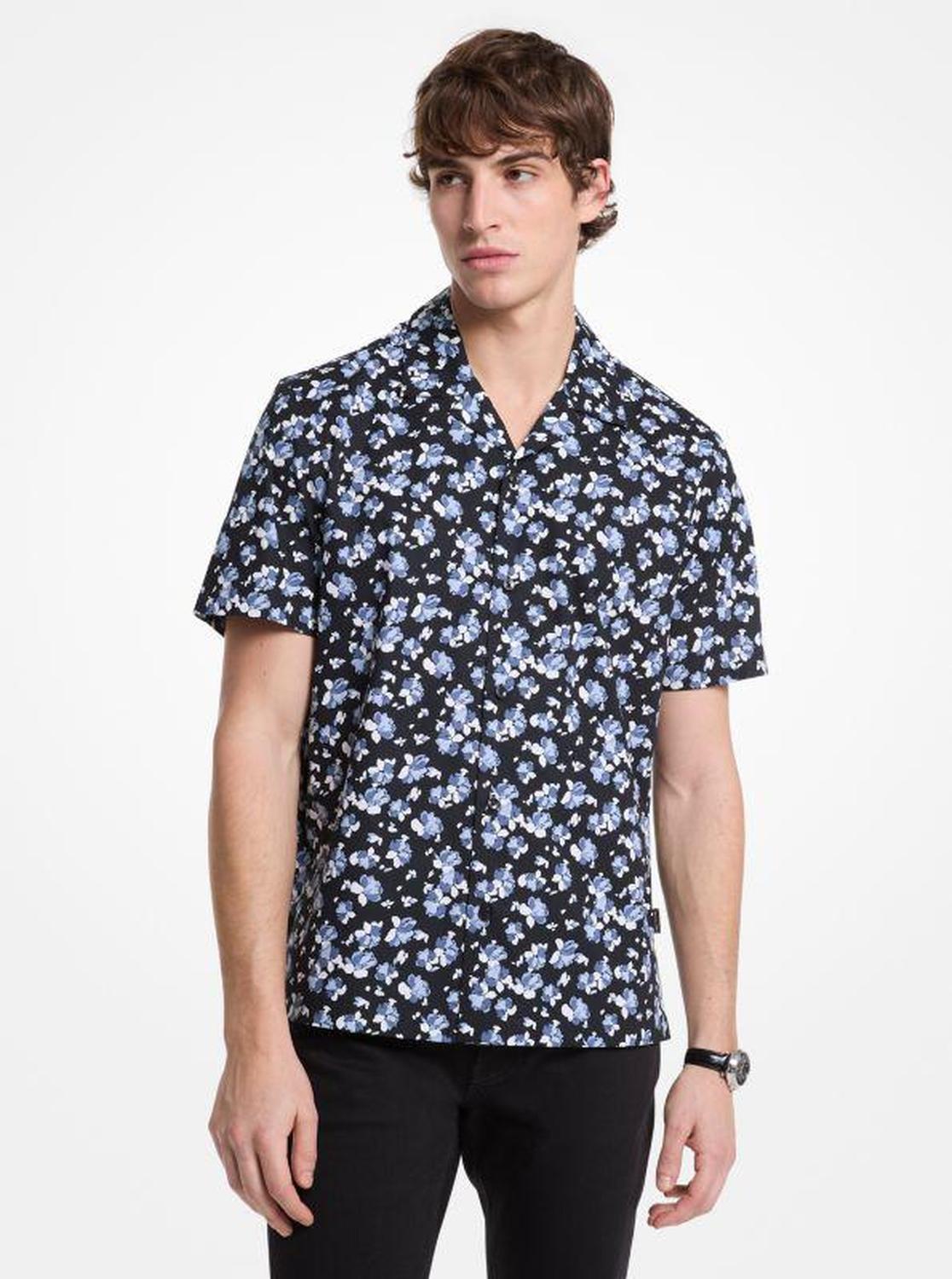 Floral Stretch Cotton Camp Shirt