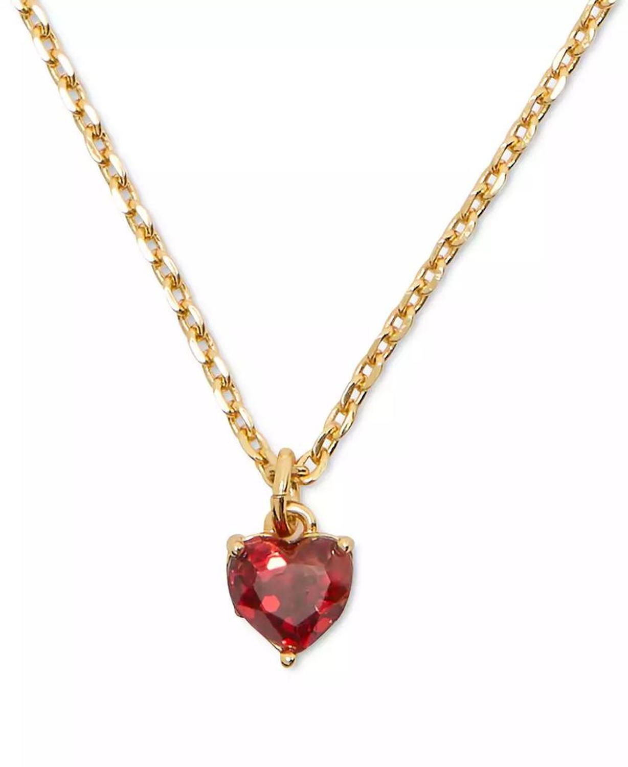 Gold-Tone Stone Heart Pendant Necklace, 16" + 3" extender