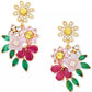 Bursting Blooms Gold-Tone Multi-Stone Drop Earrings