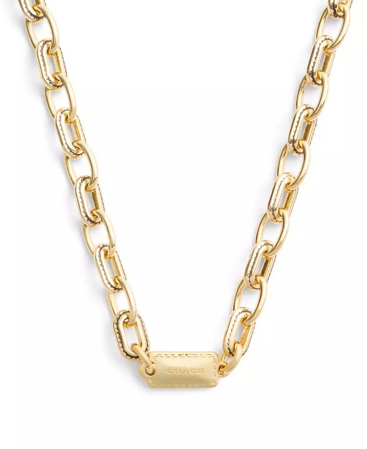 Gold-Tone Signature Stitched Chain Collar Necklace