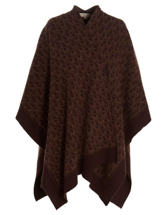 Michael Kors Logo Jacquard Knit Poncho