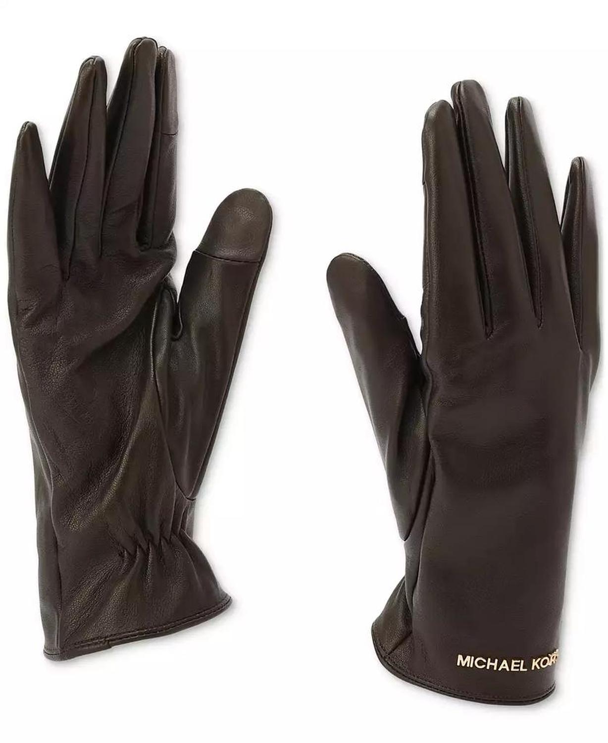 MICHAEL Women's Logo Detail Leather Tech Gloves