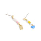 Faux Pearl Signature Charm Mismatched Linear Earrings