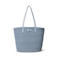 Leather-Trim Straw Large Brie Tote Bag