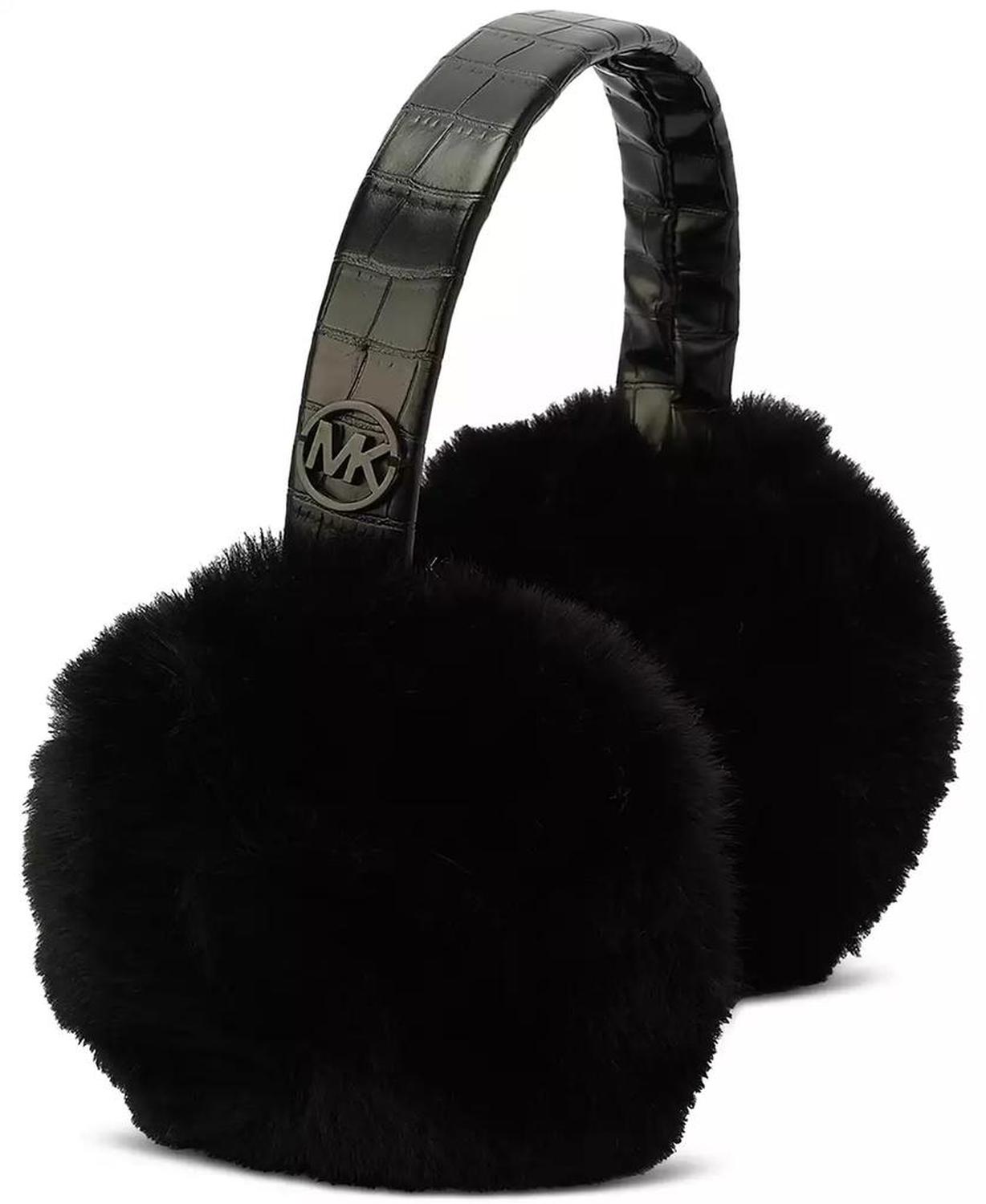 MICHAEL Logo Charm Croc-Embossed Fuzzy Ear Warmers