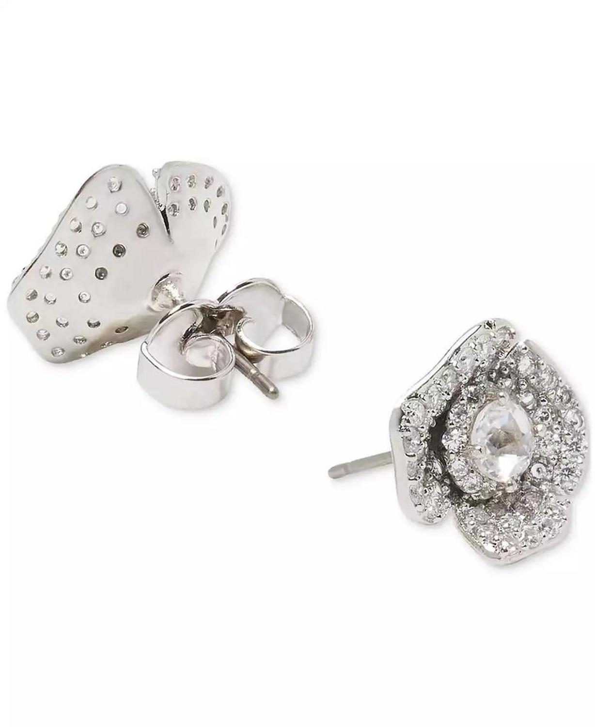 Silver-Tone Cubic Zirconia Poppy Mini Stud Earrings