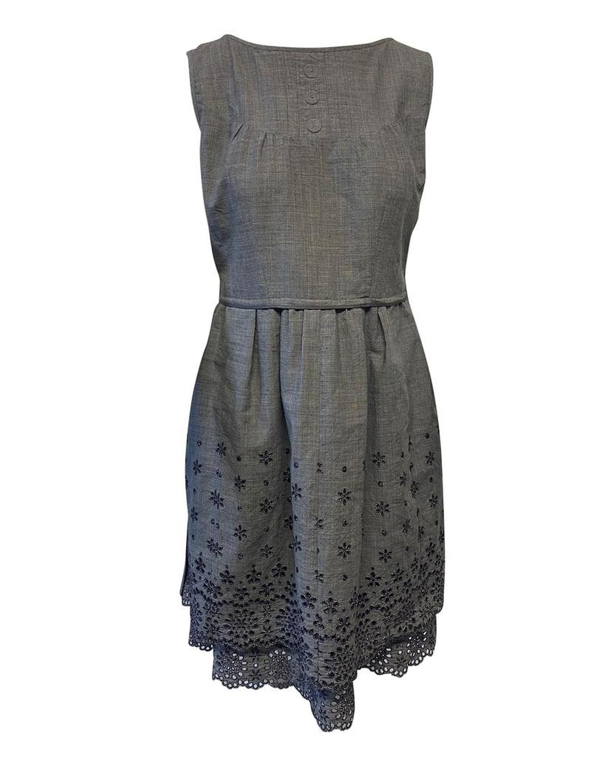 Marc Jacobs Sleeveless Flower Dress in Grey Polyester