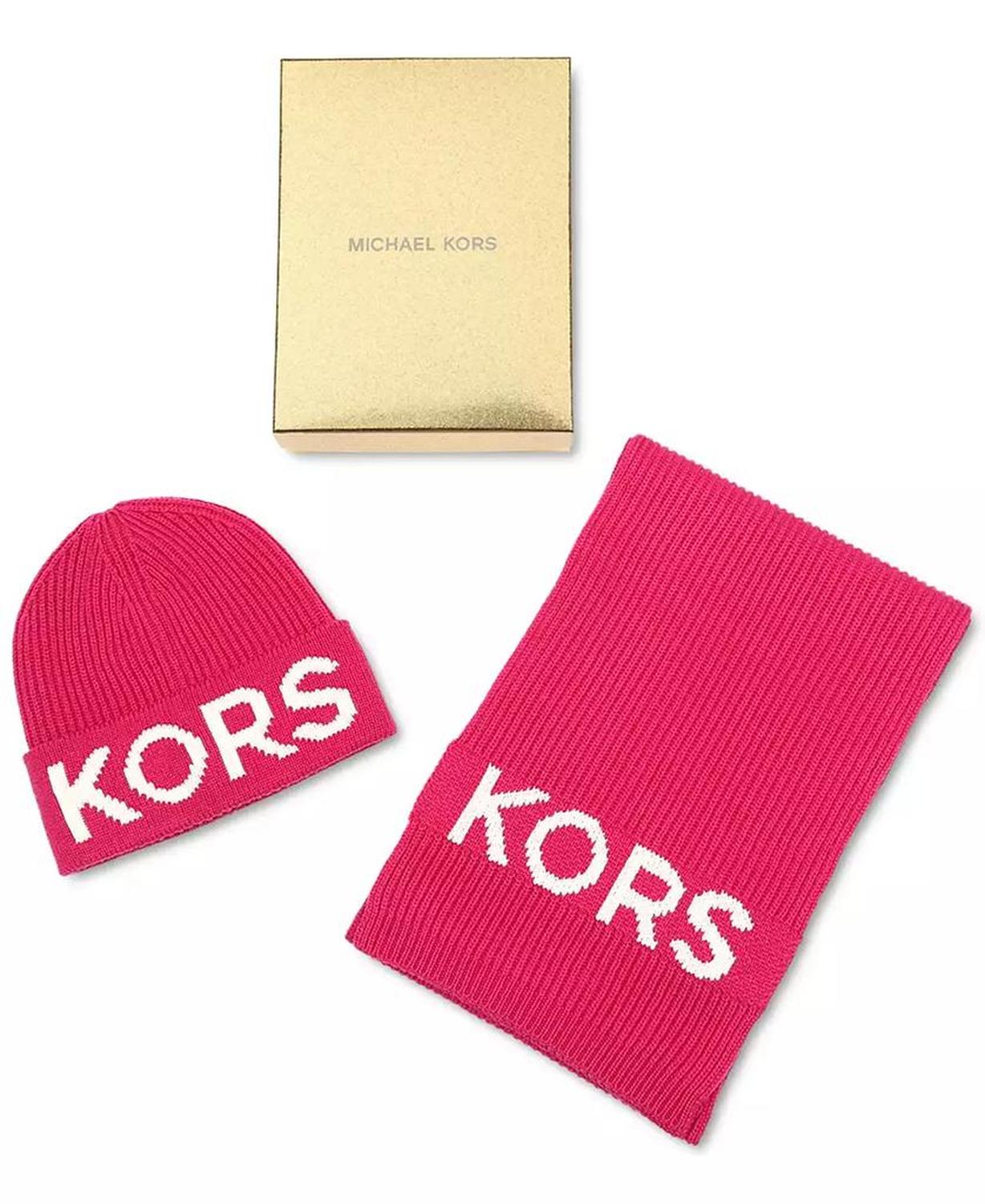 KORS Fisherman's Rib Beanie and Scarf Set