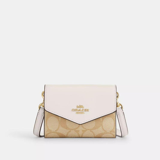 Coach Outlet Mini Envelope Wallet With Strap In Signature Canvas