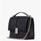 Deco Quilted Glitter Suede Chain Shoulder Bag