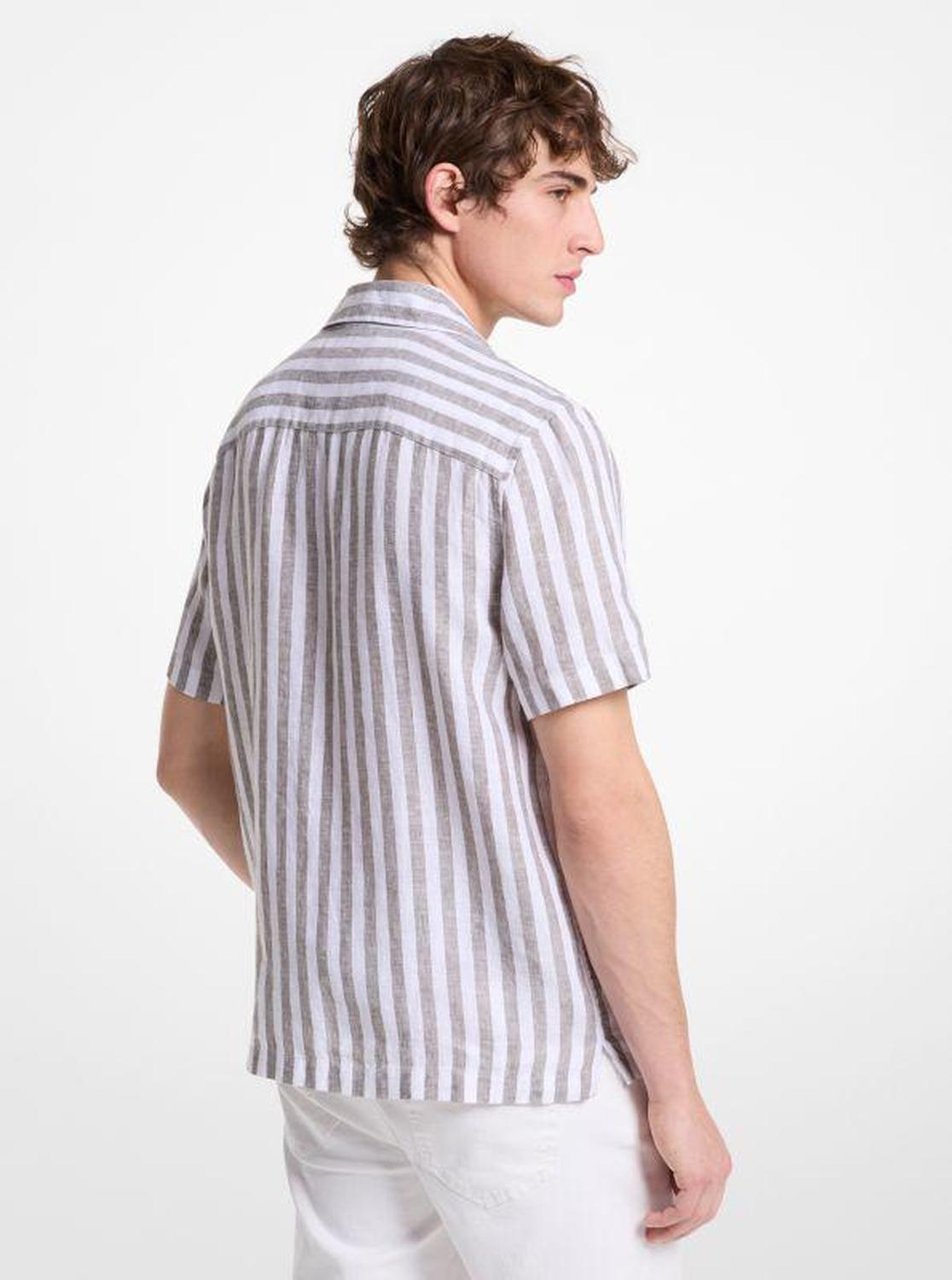 Linen and Cotton Blend Striped Shirt