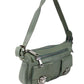 Womens Leather Silver Tone Hardware Shoulder Bag Sage