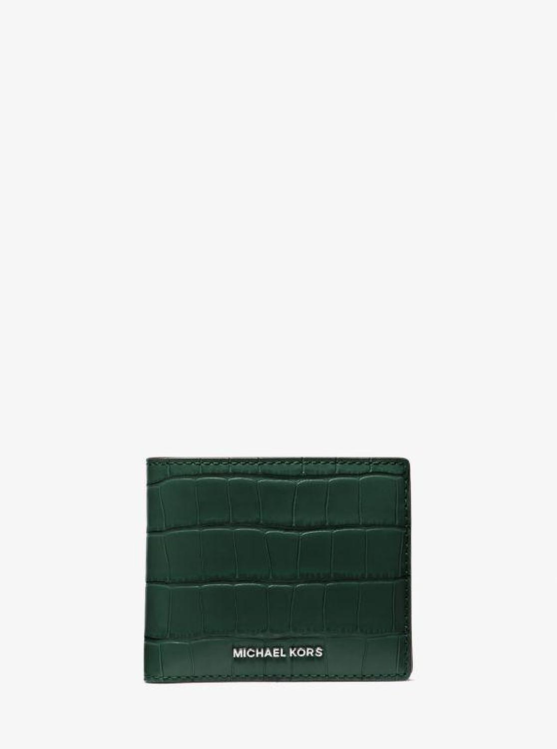 Hudson Crocodile Embossed Leather Billfold Wallet