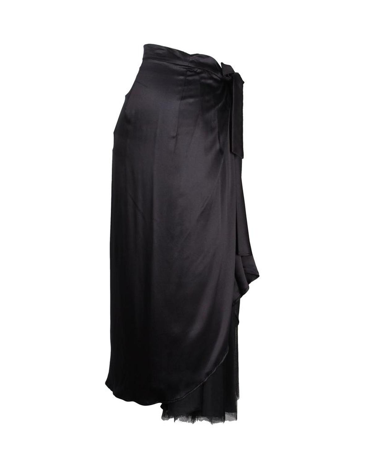 Max Mara Draped Midi Skirt in Black Silk