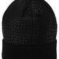 MICHAEL Logo Charm Ribbed Trim Croc-Embossed Beanie