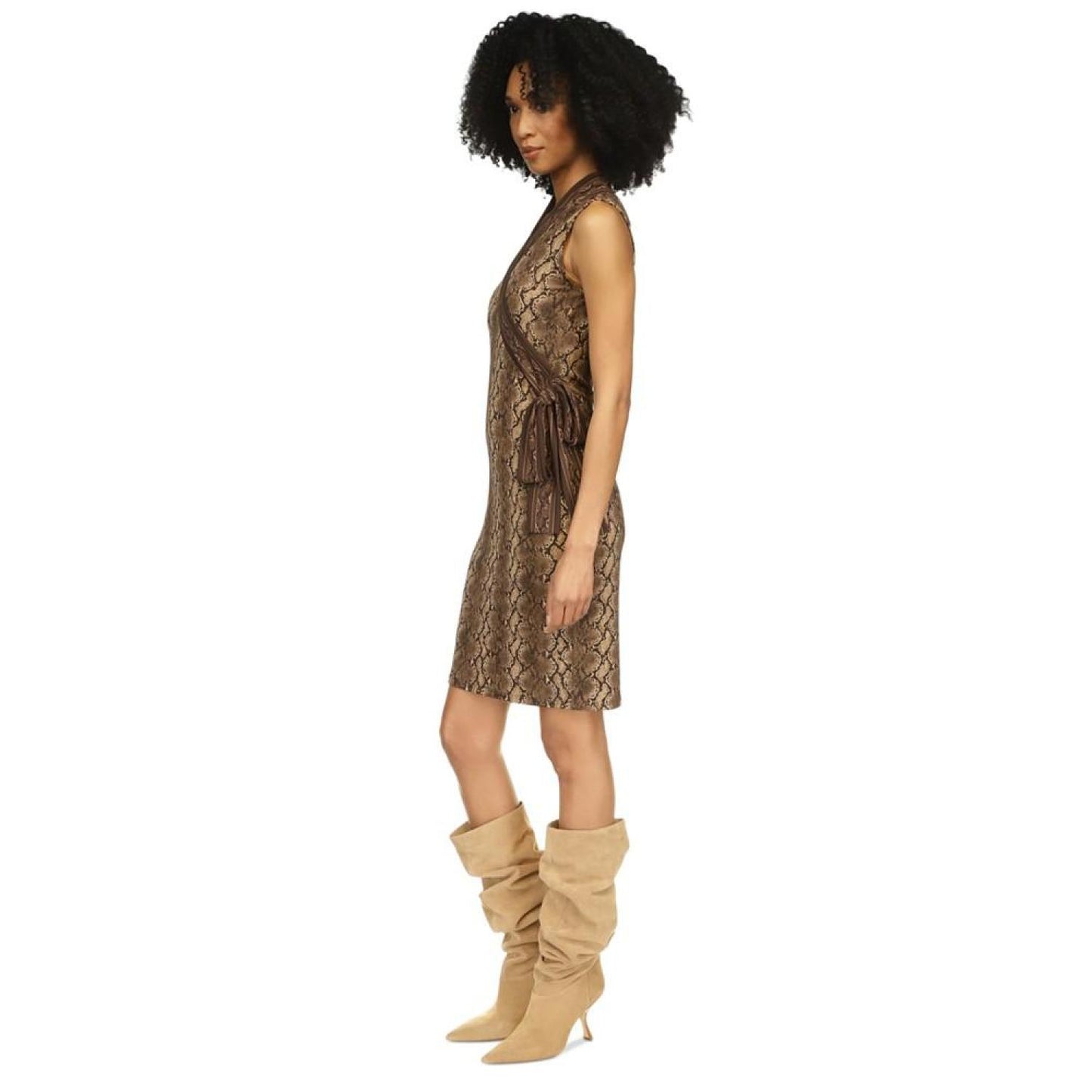 Women's Snakeskin-Print Faux-Wrap Dress